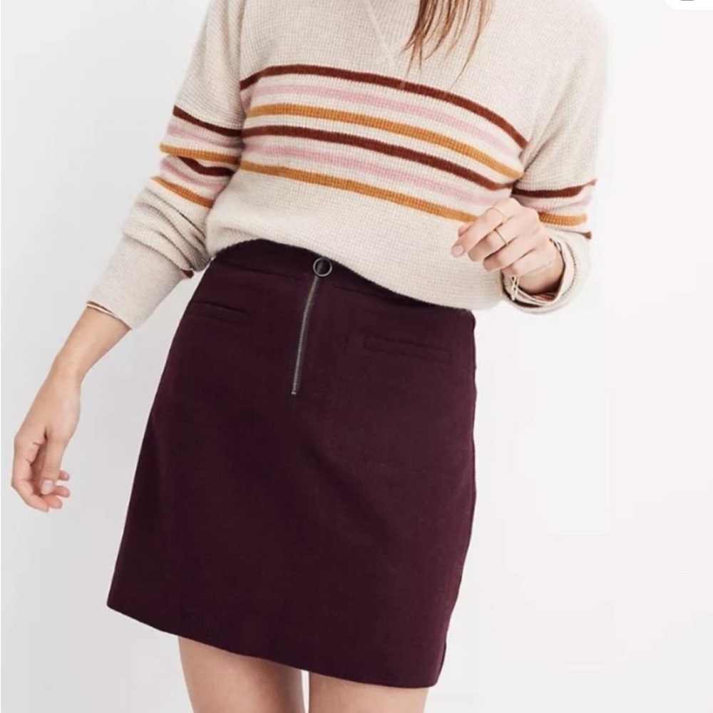 Madewell Maroon wool-blend mini skirt - size 10